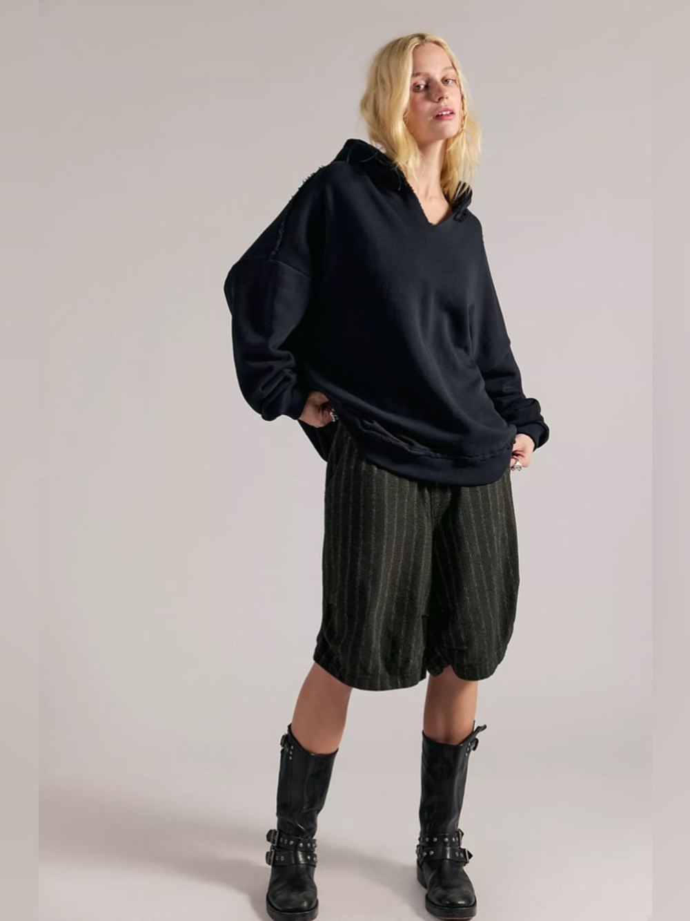 NWT Free People Ragabond Kriss Cross Lace Up Hoodie Sweatshirt - Picture 2 of 6
